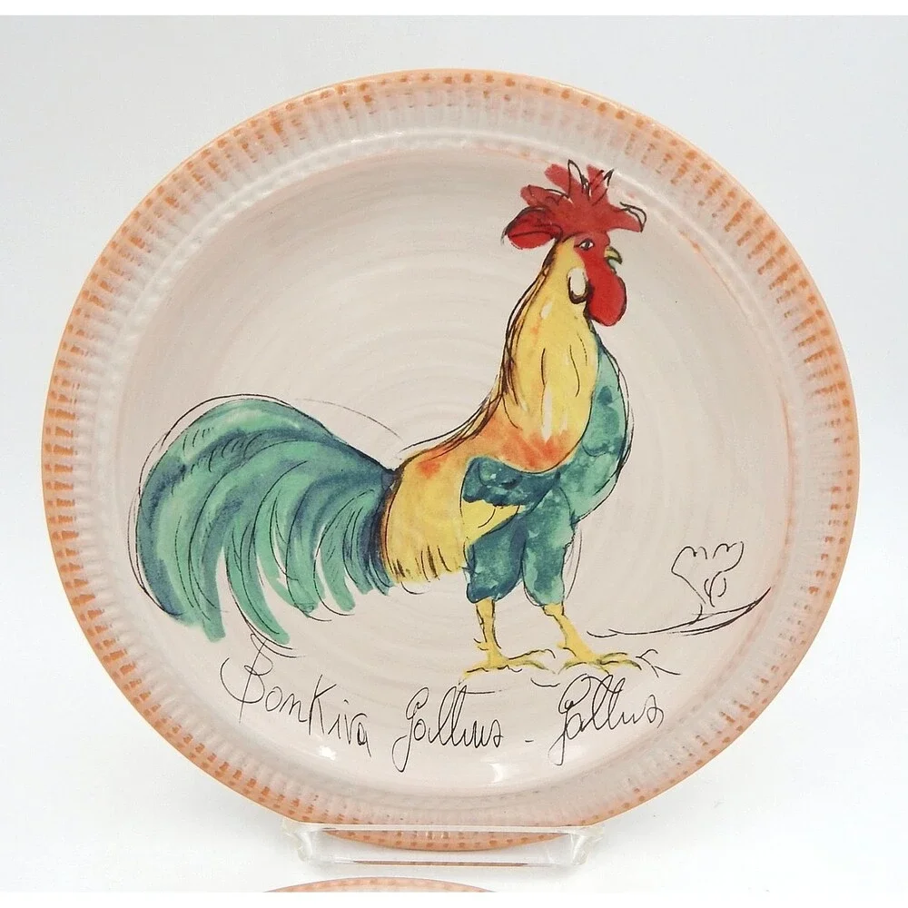 Pottery Barn Bon Kiva Rooster Dinner Plate 9.5” French Country Discontinued